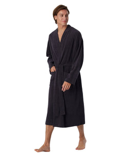 Schiesser badjas feather terry bathrobe anthracite heren 128546-815 Schiesser peignoir feather terry bathrobe anthracite hommes