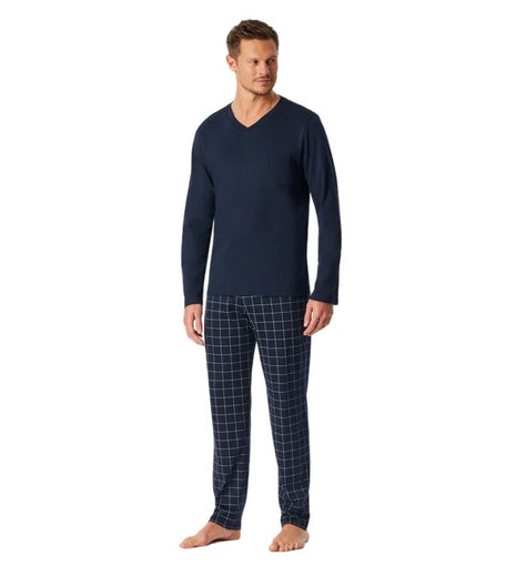 Schiesser pajamas long pants fine interlock nightblue men