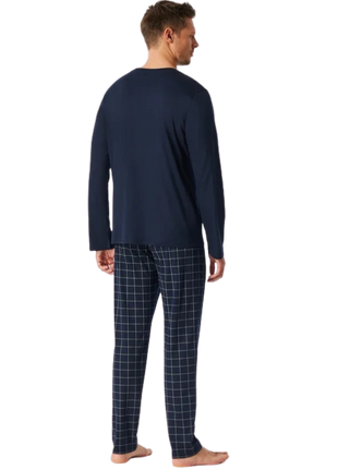 Schiesser pyjama pantalon long en maille fine bleu nuit pour hommes