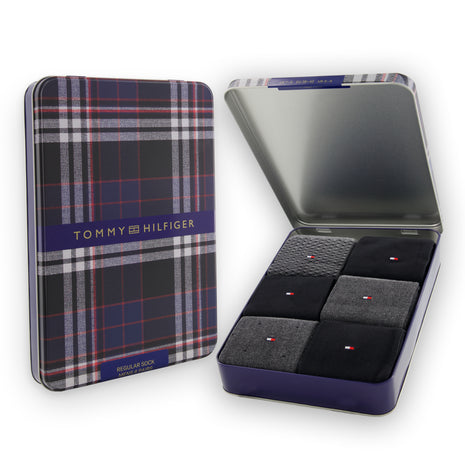 Tommy Hilfiger socks 6 pair tin giftbox sock black