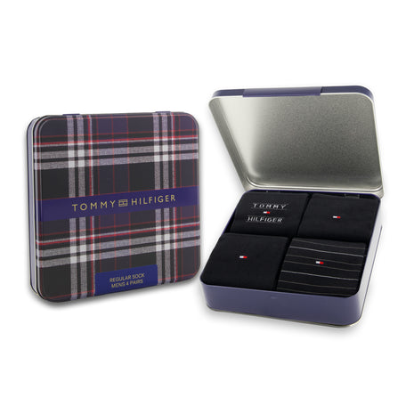 Tommy Hilfiger Socks 4 Pack Tin Giftbox Sock Black