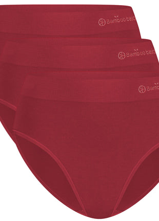 Bamboo Basics slip lot de 3 seamless knitted full brief burgundy femmes