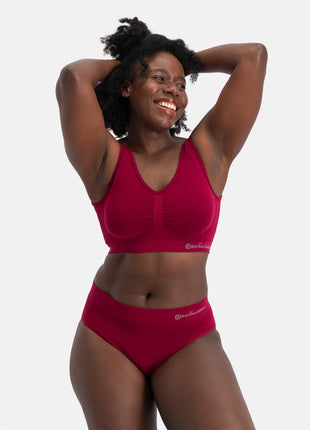 Bamboo Basics slip lot de 3 seamless knitted full brief burgundy femmes