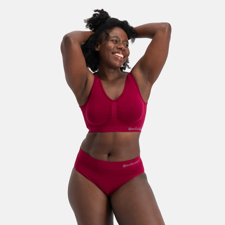 Bamboo Basics slip lot de 3 seamless knitted full brief burgundy femmes