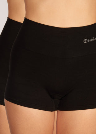 Bamboo Basics short 2 pack seamless knitted light control boxershort black dames