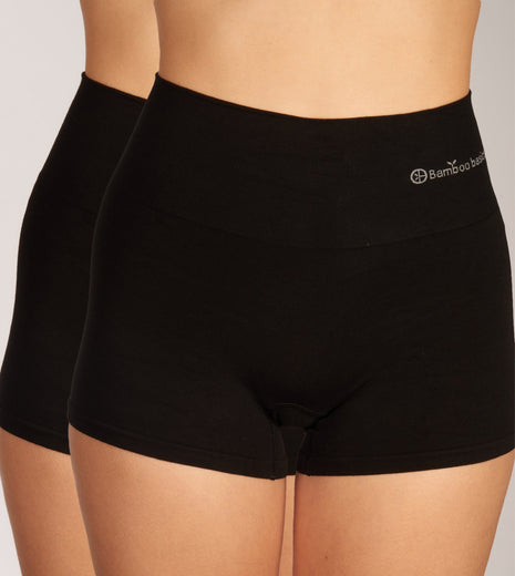 Bamboo Basics short 2 pack seamless knitted light control boxershort black dames