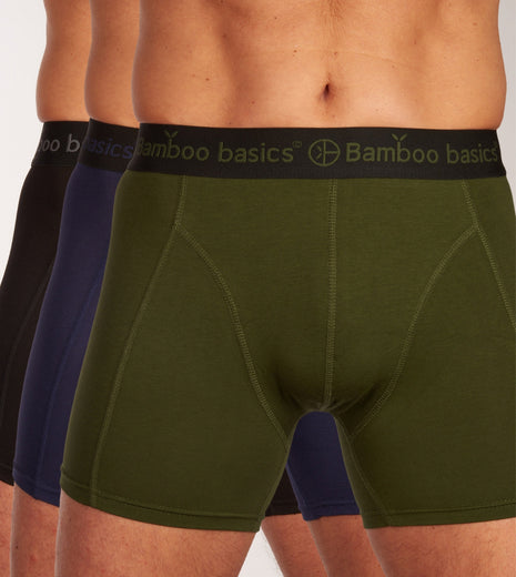 Bamboo Basics short 3 pack knitted boxershorts black / army / navy heren