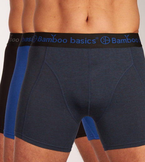 Bamboo Basics short 3 pack knitted boxershorts black / navy / blue heren