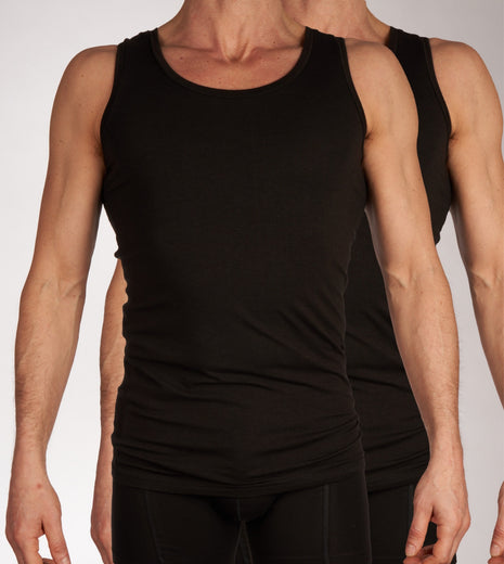 Bamboo Basics singlet 2 pack knitted singlet black heren