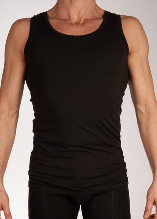 Bamboo Basics singlet 2 pack knitted singlet black heren