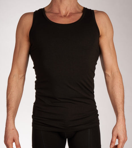 Bamboo Basics singlet 2 pack knitted singlet black heren