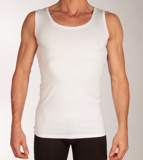 Bamboo Basics singlet 2 pack knitted singlet white heren