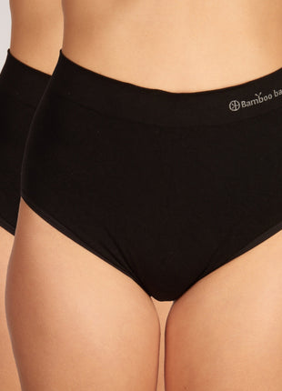 Bamboo Basics slip 2 pack seamless knitted high waisted full brief black dames