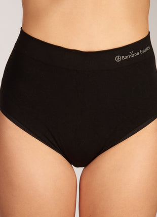 Bamboo Basics slip 2 pack seamless knitted high waisted full brief black dames