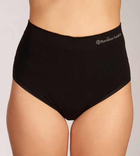 Bamboo Basics slip 2 pack seamless knitted high waisted full brief black dames