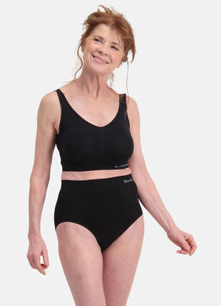Bamboo Basics slip 2 pack seamless knitted high waisted full brief black dames