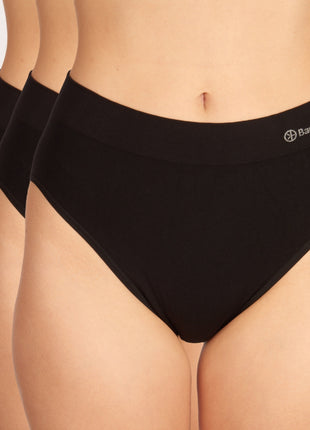 Bamboo Basics slip 3 pack seamless knitted full brief black dames