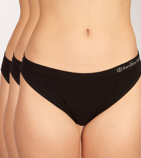 Bamboo Basics slip 3 pack seamless knitted taille slip black dames