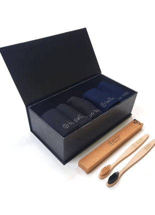Bamboo Basics sokken 5 paar knitted anklet socks giftbox black / navy unisex