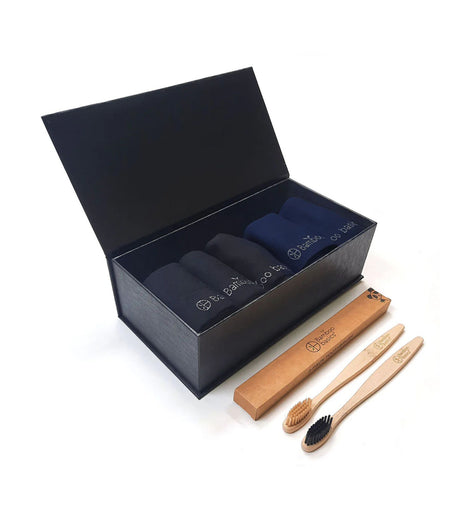 Bamboo Basics sokken 5 paar knitted anklet socks giftbox black / navy unisex