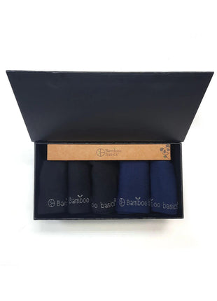 Bamboo Basics sokken 5 paar knitted anklet socks giftbox black / navy unisex
