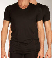 Bamboo Basics t-shirt v-neck 2 pack knitted v-neck t-shirt black men