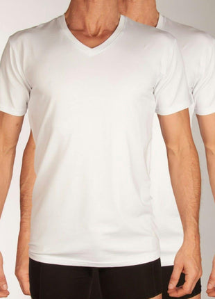 Bamboo Basics t-shirt v-hals 2 pack knitted v-neck t-shirt optical white heren