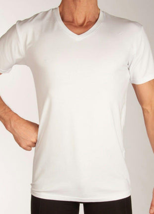 Bamboo Basics t-shirt v-hals 2 pack knitted v-neck t-shirt optical white heren