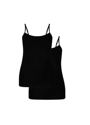 Bamboo Basics topje 2 pack seamless knitted spaghetti top black dames