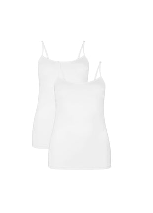 Bamboo Basics topje 2 pack seamless knitted spaghetti top white dames
