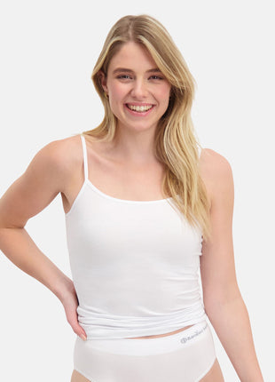 Bamboo Basics topje 2 pack seamless knitted spaghetti top white dames