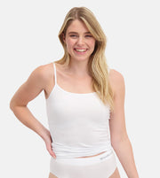 Bamboo Basics caracos lot de 2 seamless knitted spaghetti top white femmes