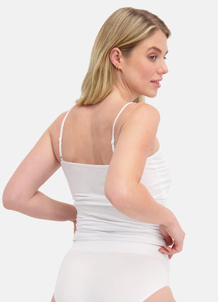 Bamboo Basics topje 2 pack seamless knitted spaghetti top white dames