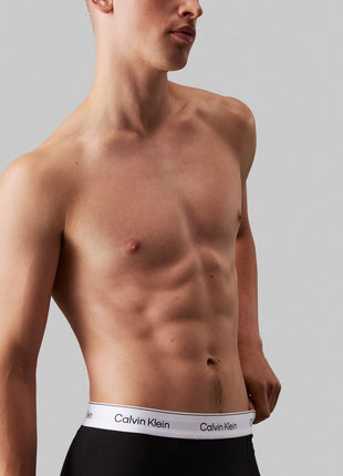 Calvin Klein short 3 pack icon cotton stretch relaxed fit trunks black, glacier, blue bell men