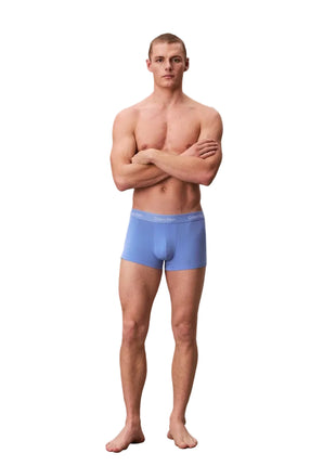 Calvin Klein short 3 pack icon cotton stretch low rise trunks black / glacier / blue bell men