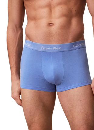 Calvin Klein short 3 pack icon cotton stretch low rise trunks black / glacier / blue bell men
