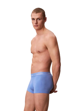 Calvin Klein short 3 pack icon cotton stretch low rise trunks black / glacier / blue bell men