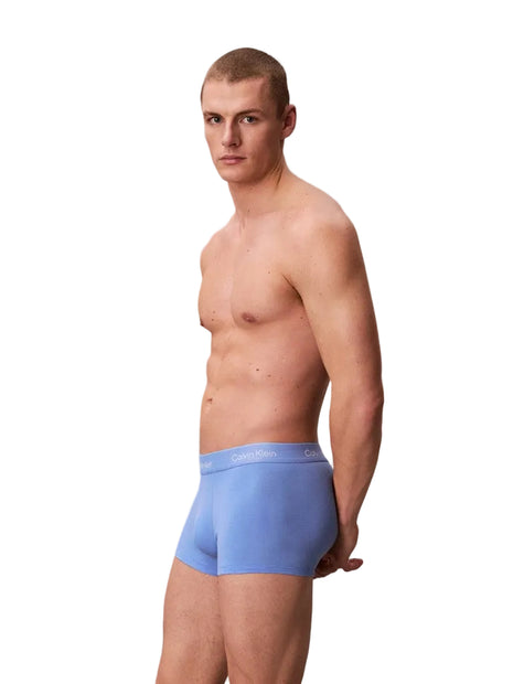 Calvin Klein boxer 3 pack icon cotton stretch low rise trunks black / glacier / blue bell hommes