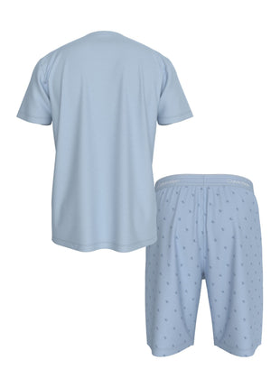 Calvin Klein pyjama korte broek icon cotton stretch short set breezy blue heren LV00NM2900-3IJ Calvin Klein pyjama pantalon court icon cotton stretch short set breezy blue hommes