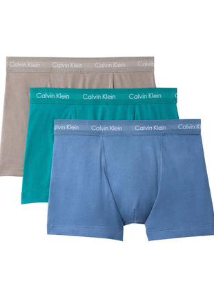 Calvin Klein short 3 pack cotton stretch trunks driftwood / moonlight blue / fanfare heren 0000U2662G-8DF Calvin Klein boxer lot de 3 cotton stretch trunks driftwood / moonlight blue / fanfare hommes