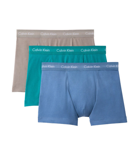 Calvin Klein short 3 pack cotton stretch trunks driftwood / moonlight blue / fanfare heren 0000U2662G-8DF Calvin Klein boxer lot de 3 cotton stretch trunks driftwood / moonlight blue / fanfare hommes