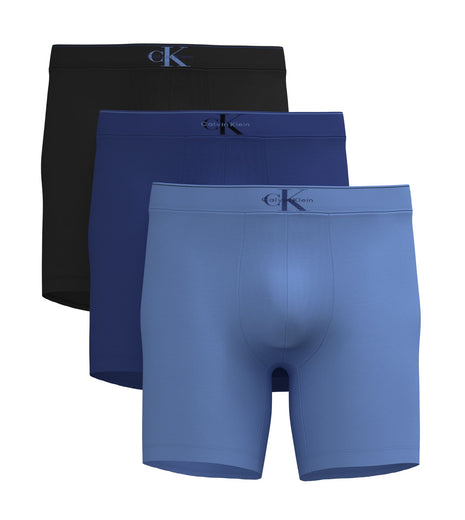 Calvin Klein short 3 pack graphic monogram cotton stretch boxer briefs black / blue river fog / blue river heren LV00NB4473-TI8 Calvin Klein boxer lot de 3 graphic monogram cotton stretch boxer briefs black / blue river fog / blue river hommes