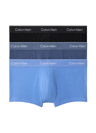 Calvin Klein short 3 pack icon cotton stretch trunks black / glacier / blue bell heren LV00NB4392-W8O Calvin Klein boxer lot de 3 icon cotton stretch trunks black / glacier / blue bell hommes