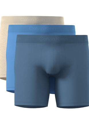 Calvin Klein short 3 pack ultra soft modal boxer briefs oatmeal heather / gulf blue / liberty heren LV00NB4193-3YO Calvin Klein boxer lot de 3 ultra soft modal boxer briefs oatmeal heather / gulf blue / liberty hommes
