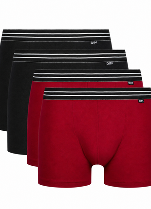 Lot de 4 boxers Dim courts noirs et rouge ECODIM homme