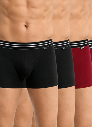 Lot de 4 boxers Dim courts noirs et rouge ECODIM homme