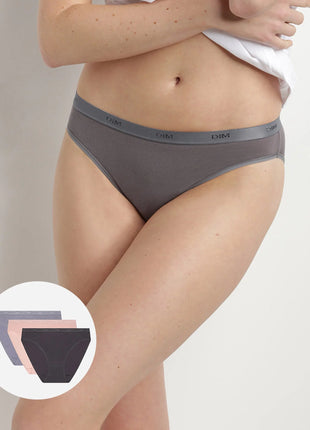 Dim 3 pack briefs Ecodim cotton stretch taupe/pink/grey women