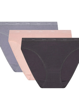 Dim 3 pack briefs Ecodim cotton stretch taupe/pink/grey women