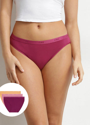 Dim slip lot de 3 Ecodim cotton stretch taupe/rose/gris femmes