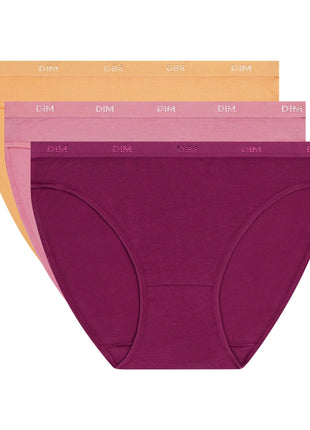 Dim slip lot de 3 Ecodim cotton stretch taupe/rose/gris femmes